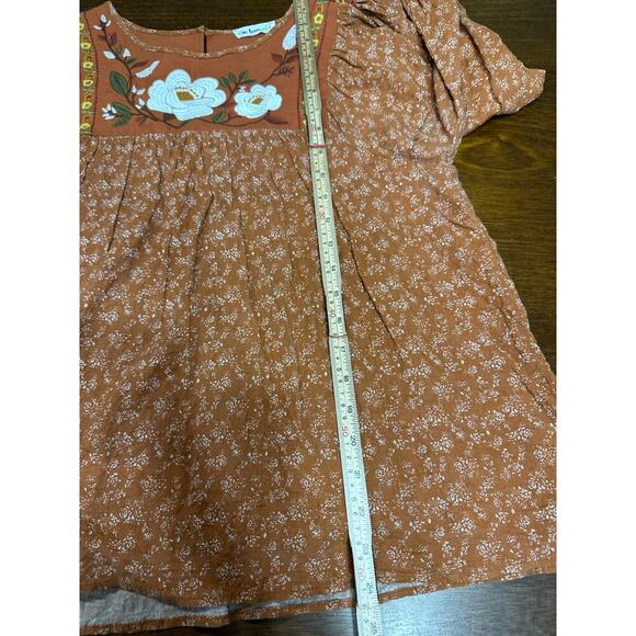 Cottage Peasant Prairie Embroidery Top Women Large Boho Festival Western Cowgirl - Picture 5 of 11